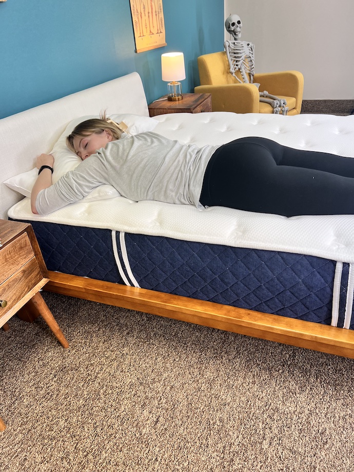 My Brooklyn Bedding Signature Hybrid Mattress Review for 2025 9 Brooklyn Bedding Signature Hybrid stomach sleeper testing